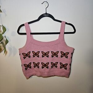 Pink Butterfly Knit Levi's Tank Top